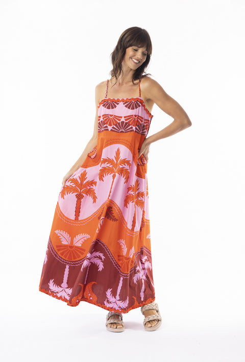 Escape By OQ Celeste Orange Strappy Dress 30145