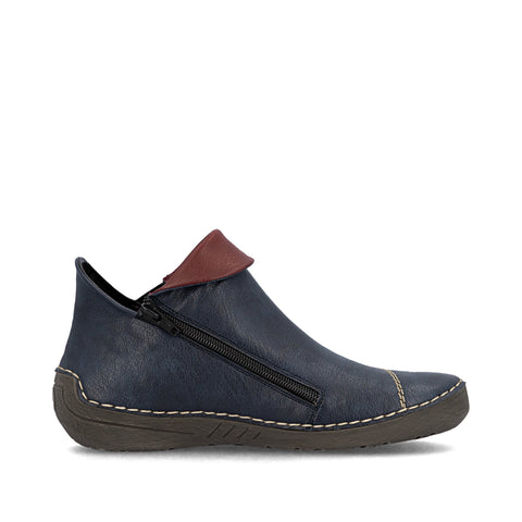 Rieker 72581-14 Blue Womens Casual Comfort Zip Up Ankle Boots