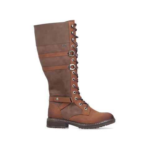 Rieker 94732-25 Brown Womens Lace Up Zip Up Knee High Boots