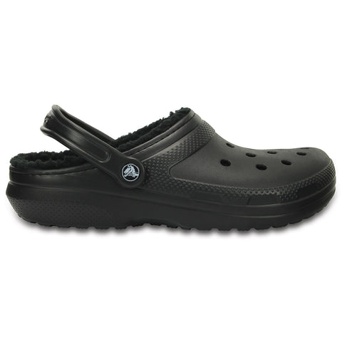 Crocs Classic Lined Clog Black Unisex Croslite Casual Slip On Shoes Lightweight Beach Slip On Clogs