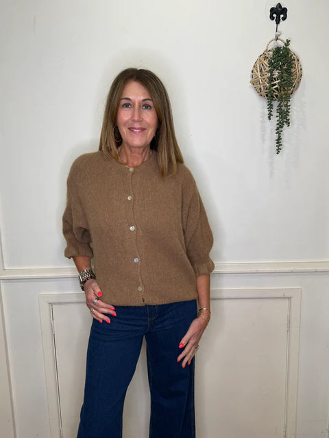 Sasa Frill Sleeve Cardi Beige