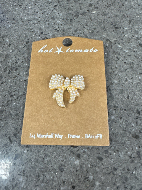 BR - Beau Bow - Antique Gold / Faux Pearl