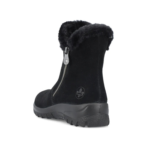 Rieker L7162-00 Black Womens Water Resistant Warm Lining Casual Comfort Zip Up Ankle Boots