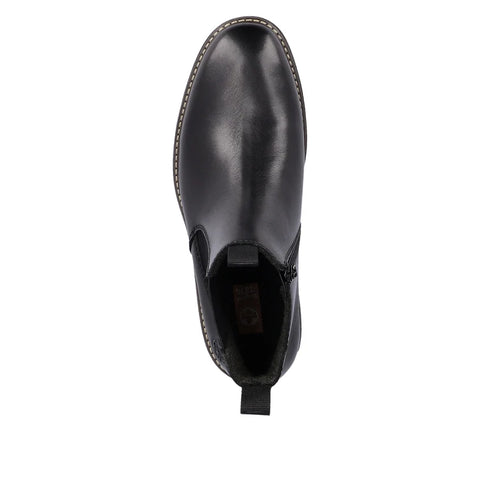 Rieker 33180-00 Black Mens Casual Smart Leather Zip Up Ankle Boots