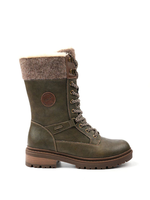 Lunar Cambridge Khaki Womens Casual Comfort Ice Grip Waterproof Zip Up Ankle Boots