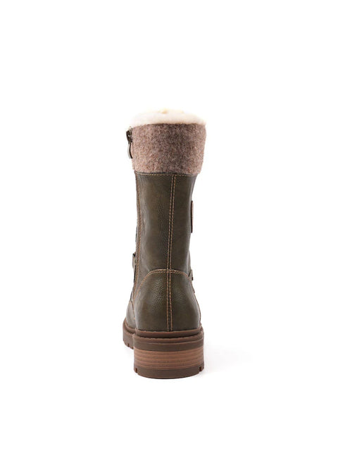 Lunar Cambridge Khaki Womens Casual Comfort Ice Grip Waterproof Zip Up Ankle Boots