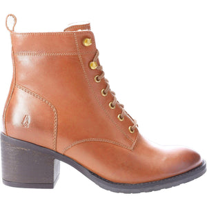 Hush Puppies Harriet Tan Womens Leather Heeled Lace Up Ankle Boots