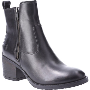Hush Puppies Helena Black Womens Leather Heeled Ankle Boots