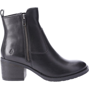 Hush Puppies Helena Black Womens Leather Heeled Ankle Boots