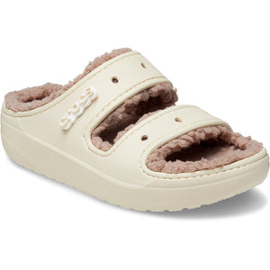 Crocs Classic Cozzzy Lined Sandal Bone/Mushroom Unisex Croslite Casual Slip On Shoes Lightweight Beach