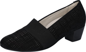 Waldlaufer Womens 358505 177 001 Hilaria Karin Black Slip-On Block Heeled Shoes