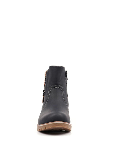 Lunar Breeze Navy Womens Casual Comfort Waterproof Zip Up Ankle Boots