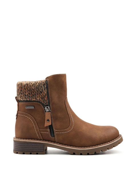 Lunar Breeze Tan Womens Casual Comfort Waterproof Zip Up Ankle Boots