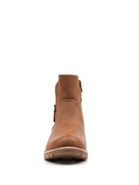 Lunar Breeze Tan Womens Casual Comfort Waterproof Zip Up Ankle Boots