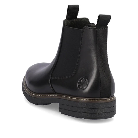 Rieker 33180-00 Black Mens Casual Smart Leather Zip Up Ankle Boots