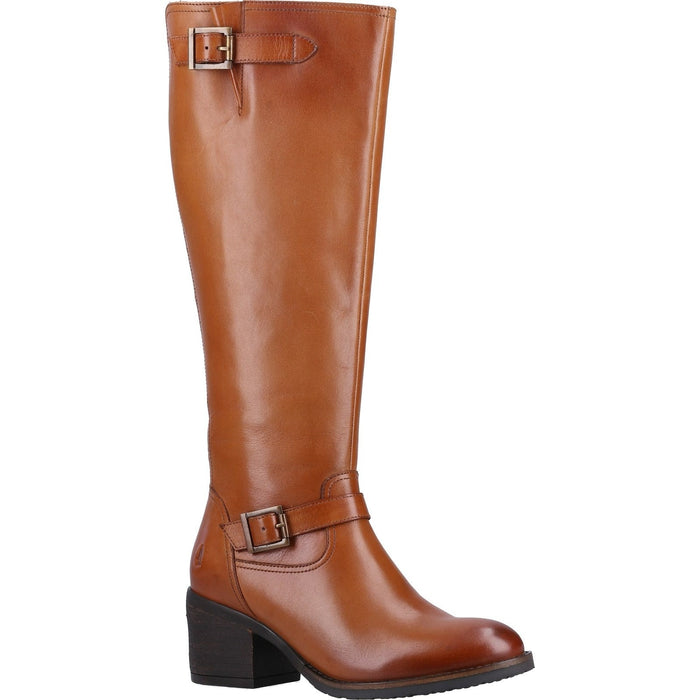 Hush Puppies Heidi Tan Womens Leather Heeled Long Boots