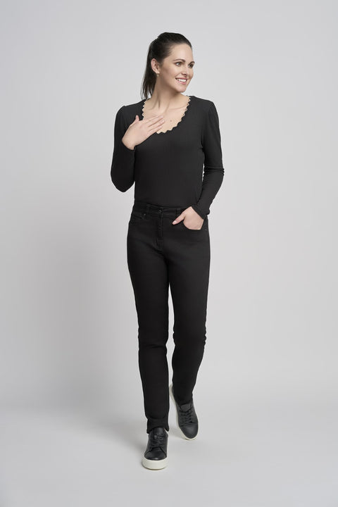 Pinns 383T Black Super Stretch Straight Leg Deluxe Denim Jeans