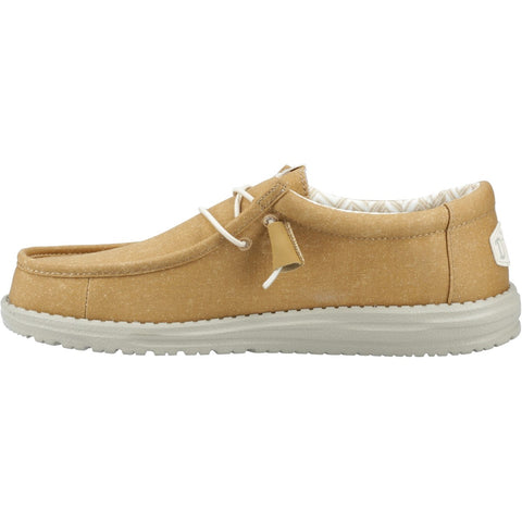 Hey Dude Wally Canvas Cumin Brown Stone Grey Men's Slip On Textile Canvas Shoes