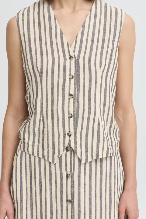 B.Young Byfalakka Waistcoat 2 - 20818821 Rainy Day Stripe