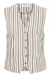 B.Young Byfalakka Waistcoat 2 - 20818821 Rainy Day Stripe