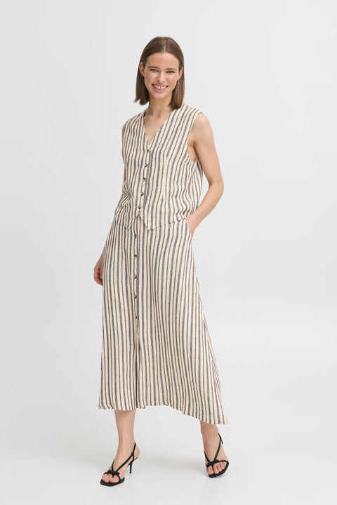 B.Young Byfalakka Waistcoat 2 - 20818821 Rainy Day Stripe