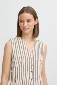 B.Young Byfalakka Waistcoat 2 - 20818821 Rainy Day Stripe