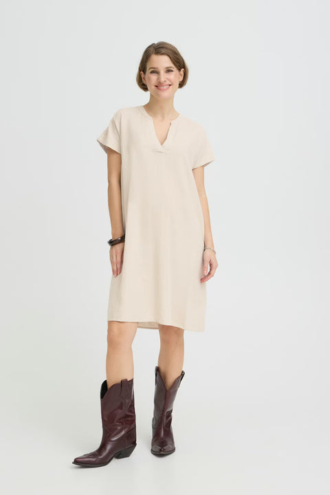 B.Young Byfalakka V Neck Dress 20811336 Rainy Day Melange