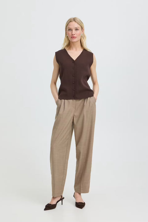 B.Young Womens 20819142 Java Brown BYOTARI V Neck Slipover Sleeveless Knit Vest
