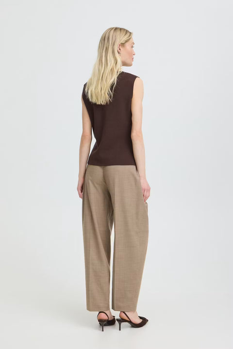 B.Young Womens 20819142 Java Brown BYOTARI V Neck Slipover Sleeveless Knit Vest