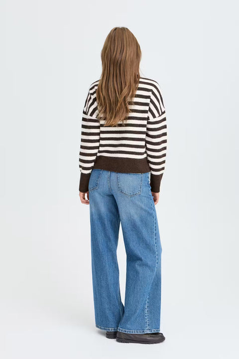 B.Young Womens 20819591 Byomea Crew Jumper Java Birch Stripe