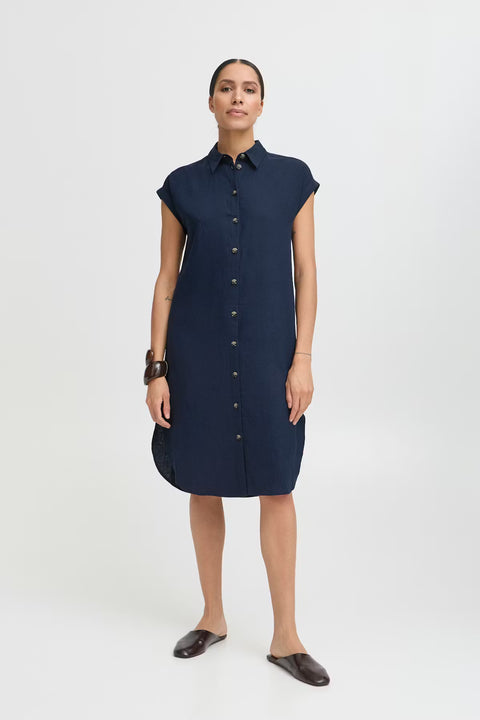B.Young 20814553 Byfalakka SS Shirt Dress Copenhagen Night