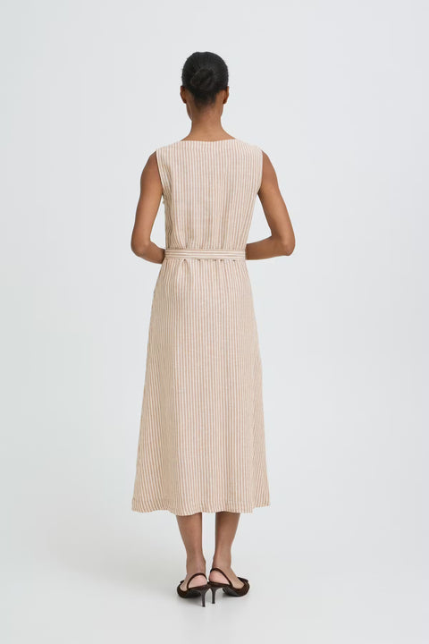 B.Young Byfalakka Button Dress 2 Wood smoke Stripe 20818826