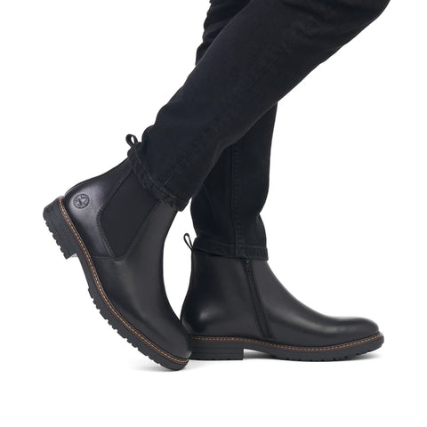 Rieker 33180-00 Black Mens Casual Smart Leather Zip Up Ankle Boots