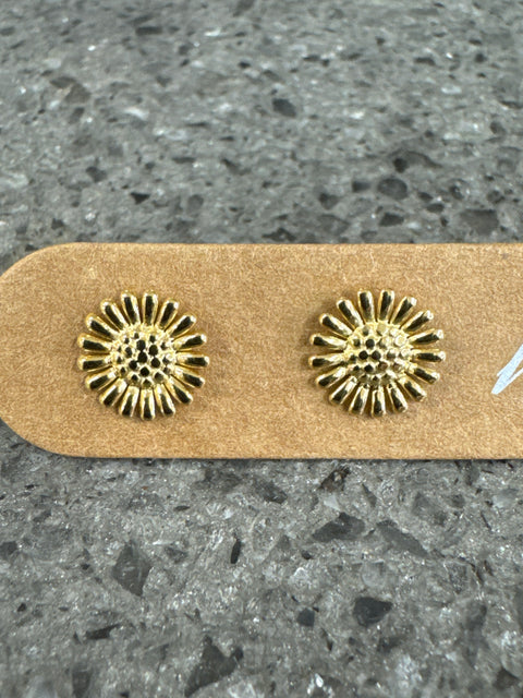 Hot Tomato Sunflower Studs - Stainless Steel with 18K Gold plate