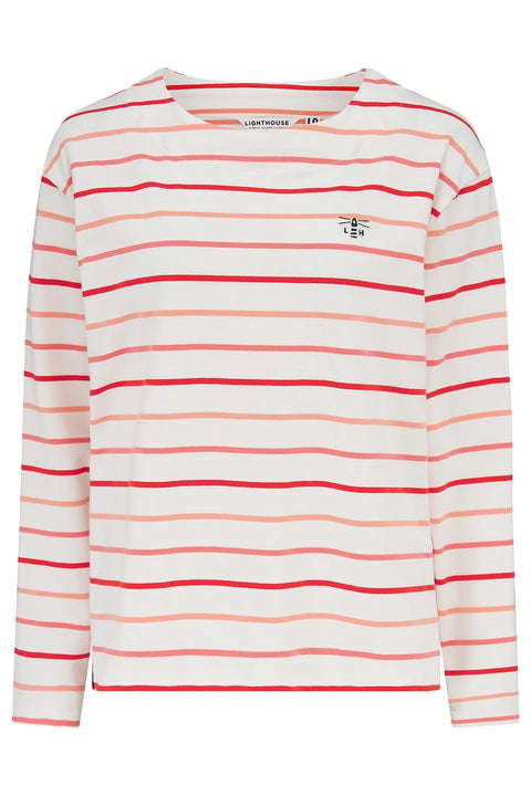 Lighthouse Causeway 11 Coral & Poppy Stripe Womens Long Sleeve Top