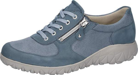 Waldlaufer H89001 242 263 Havy Soft Denver Kaleido-Stretch Denim Womens H Fitting Zip Up Lace Up Trainers