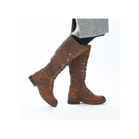 Rieker 94732-25 Brown Womens Lace Up Zip Up Knee High Boots
