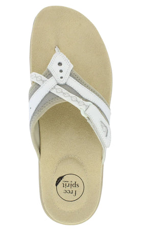 Free Spirit Juliet White Womens Casual Comfort Leather Toe Post Sandals