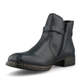 Rieker 73487-14 Blue Womens Casual Comfort Zip Up Leather Ankle Boots