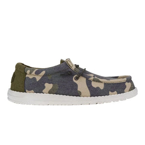 Dude Wally Washed Camo Mens Casual Comfort Canvas Deck Shoes