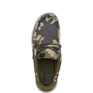 Dude Wally Washed Camo Mens Casual Comfort Canvas Deck Shoes