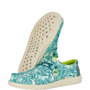 Hey Dude Wally H20 Tropical Blue Tropical Mens Textile Slip on Shoes