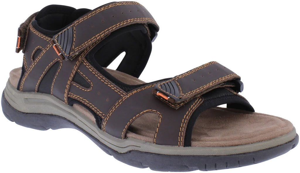 Free Spirit Sheridon Brown Men’s Touch Fastening Leather Sandals