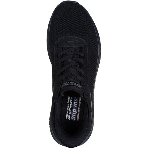 Skechers Slip - Ins 118312/BBK Black BOBS Sport Squad Chaos Solid Step Shoe Mens Casual Comfort Hands Free Slip On Shoes