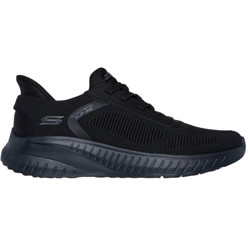 Skechers Slip - Ins 118312/BBK Black BOBS Sport Squad Chaos Solid Step Shoe Mens Casual Comfort Hands Free Slip On Shoes