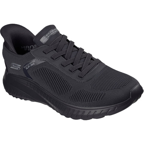 Skechers Slip - Ins 118312/BBK Black BOBS Sport Squad Chaos Solid Step Shoe Mens Casual Comfort Hands Free Slip On Shoes