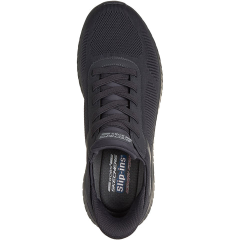 Skechers Slip - Ins 118312/BBK Black BOBS Sport Squad Chaos Solid Step Shoe Mens Casual Comfort Hands Free Slip On Shoes