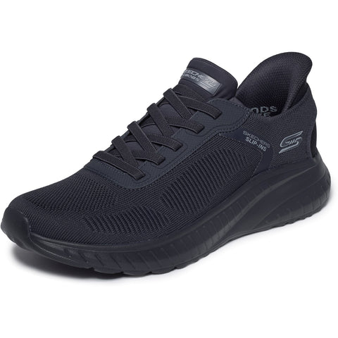 Skechers Slip - Ins 118312/BBK Black BOBS Sport Squad Chaos Solid Step Shoe Mens Casual Comfort Hands Free Slip On Shoes
