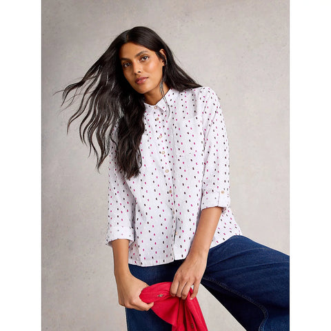 White Stuff Sophie Organic Cotton Shirt White Print