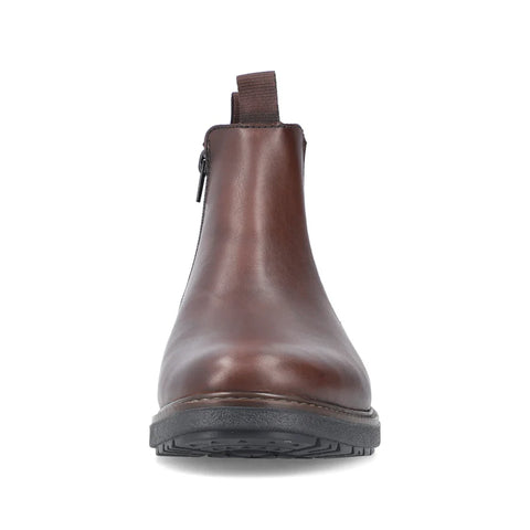 Rieker 33180-26 Brown Mens Casual Smart Leather Zip Up Ankle Boots